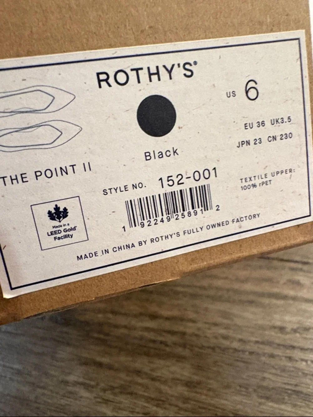 NIB [Rothy's] The Point II Flats Pointed Knit Flat Slip-On Shoes Black Women's 6 - Picture 11 of 13